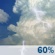 Saturday: A slight chance of showers and thunderstorms before 7am, then showers and thunderstorms likely between 7am and 9am, then a chance of showers and thunderstorms between 9am and 2pm, then showers and thunderstorms likely between 2pm and 5pm, then a chance of showers and thunderstorms. Partly sunny, with a high near 80. South southwest wind 8 to 13 mph, with gusts as high as 26 mph. Chance of precipitation is 60%. New rainfall amounts between a tenth and quarter of an inch possible. Saturday: Chance Showers And Thunderstorms